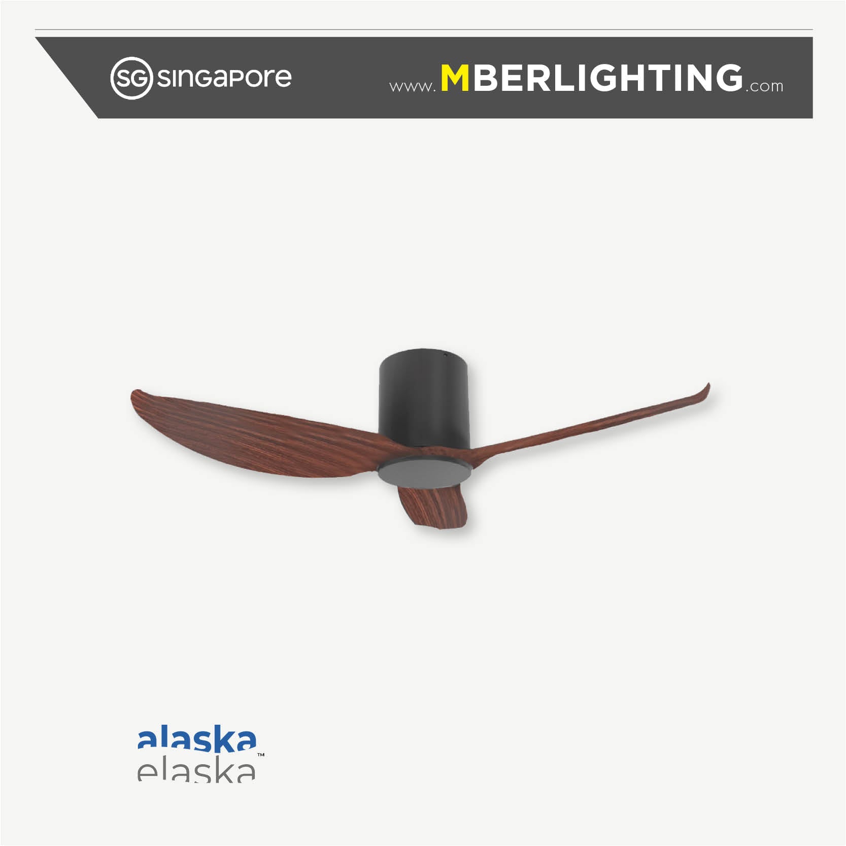 alaska fern 3 blade ceiling fan in dark wood blade and black body without led