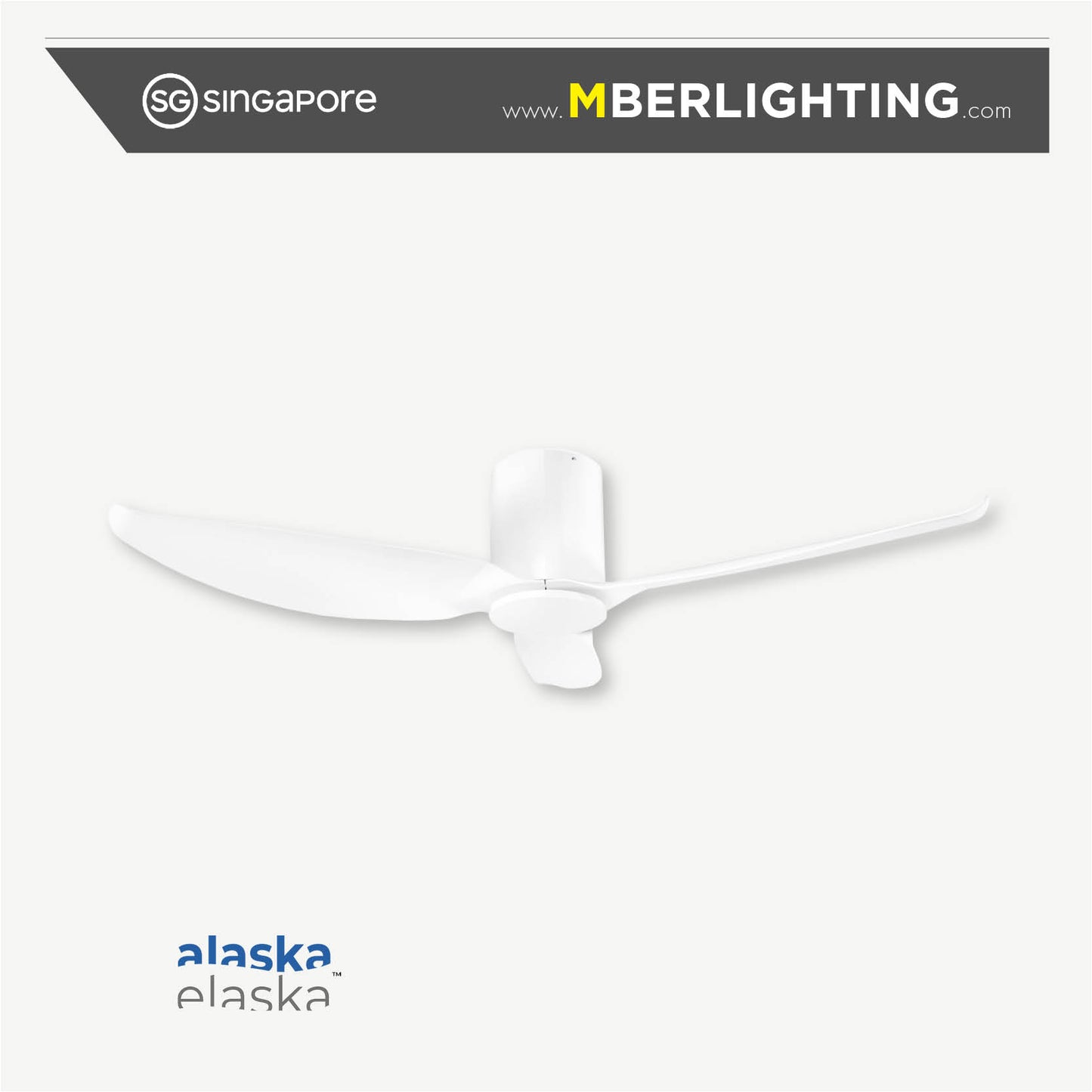 alaska fern 3 blade ceiling fan in full white without led
