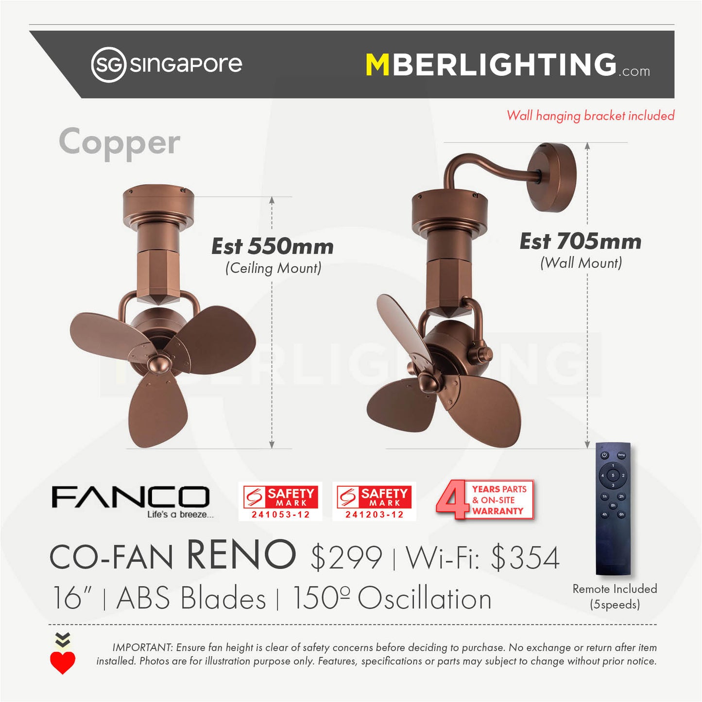 RENO Corner Fan COPPER
