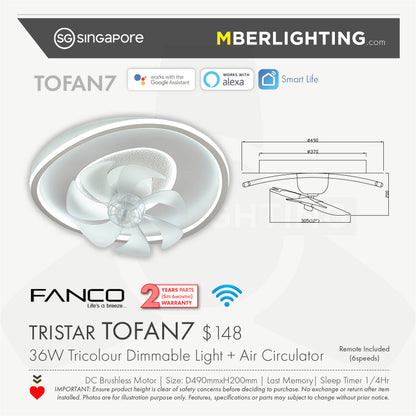 TRISTAR TOFAN-7 Ceiling Light with Air Circulator