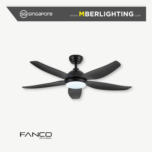 GALAXY5 5-Blades Drop-Rod Ceiling Fan BLACK