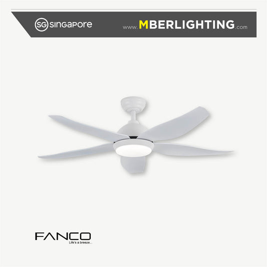 GALAXY5 5-Blades Drop-Rod Ceiling Fan WHITE