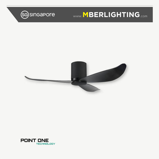 GUST 01 3-Blades Hugger Ceiling Fan BLACK