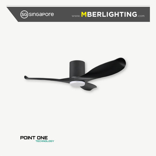 GUST 06 3-Blades Hugger Ceiling Fan BLACK with Light