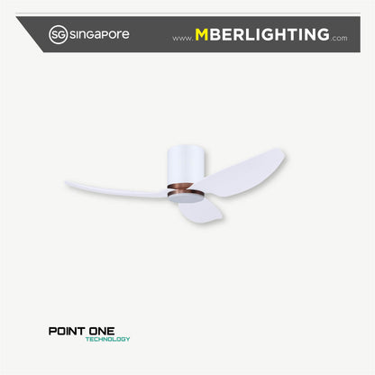 GUST PURESPEED 3-Blades Hugger Ceiling Fan WHITE with Light