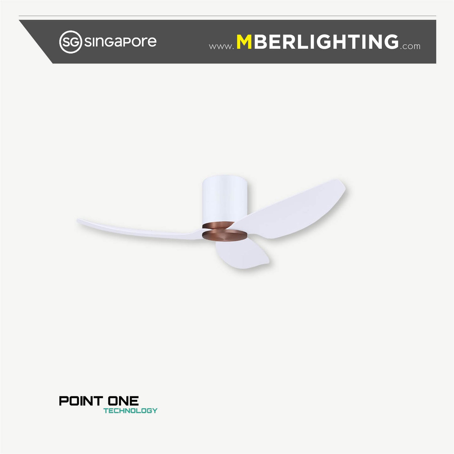 GUST PURESPEED 3-Blades Hugger Ceiling Fan WHITE