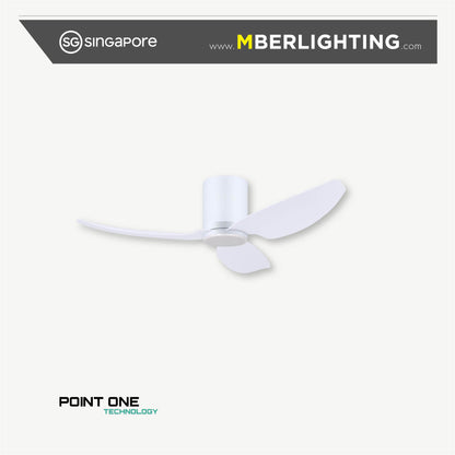 GUST PURESPEED 3-Blades Hugger Ceiling Fan WHITE with Light