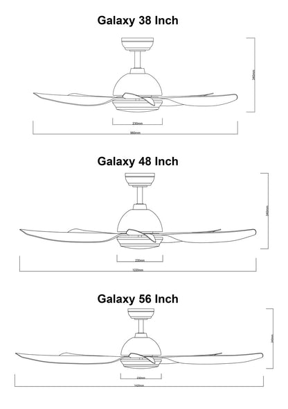 GALAXY5 5-Blades Drop-Rod Ceiling Fan WHITE