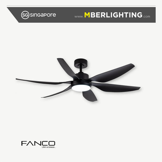HELI 6-Blades Drop-Rod Ceiling Fan BLACK