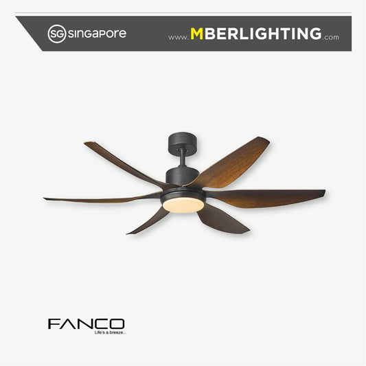 HELI 6-Blades Drop-Rod Ceiling Fan MADERIA