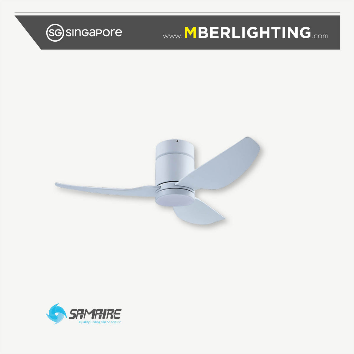 HG 3-Blades Hugger Ceiling Fan WHITE