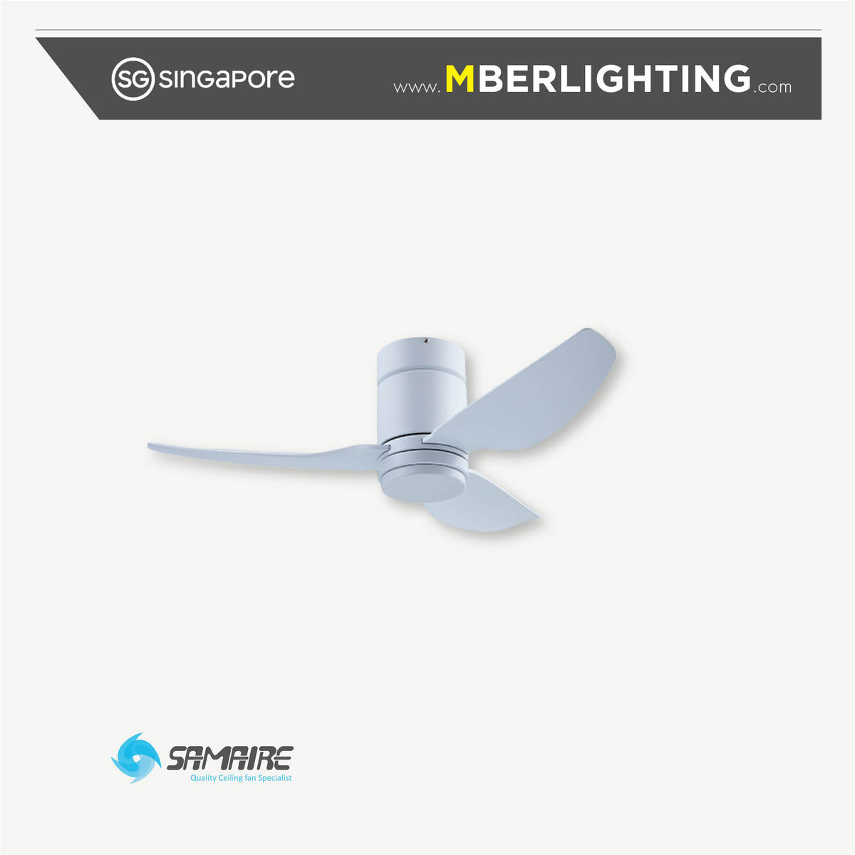 HG 3-Blades Hugger Ceiling Fan WHITE