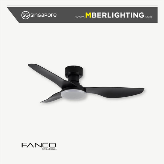 HUGGER 3-Blades Hugger Ceiling Fan BLACK