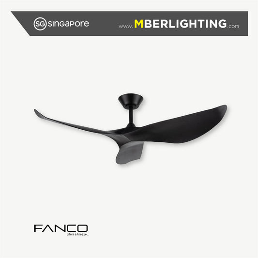 HURACAN 3-Blades Drop-Rod Ceiling Fan BLACK