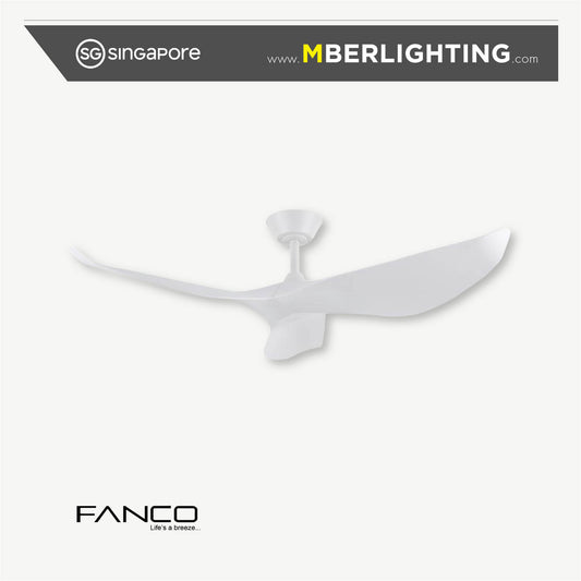 HURACAN 3-Blades Drop-Rod Ceiling Fan WHITE