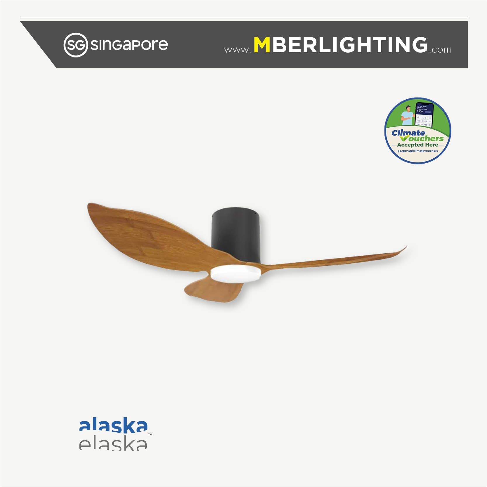 HYDSEN 3-Blades Hugger Ceiling Fan PARQUET