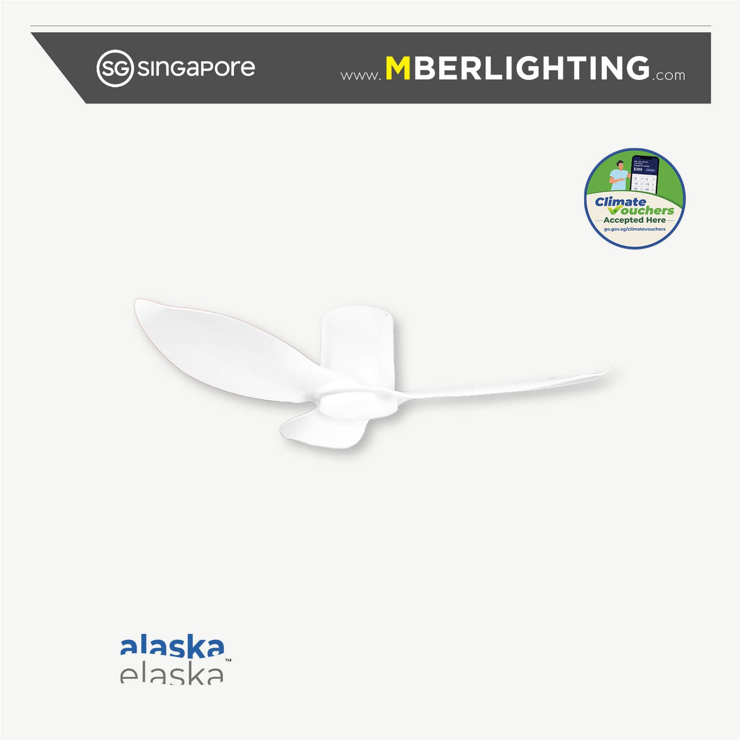 HYSON 3-Blades Hugger Ceiling Fan WHITE