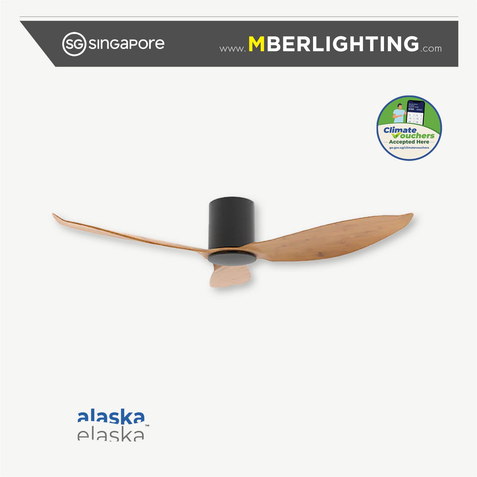 HYSON 3-Blades Hugger Ceiling Fan PARQUET