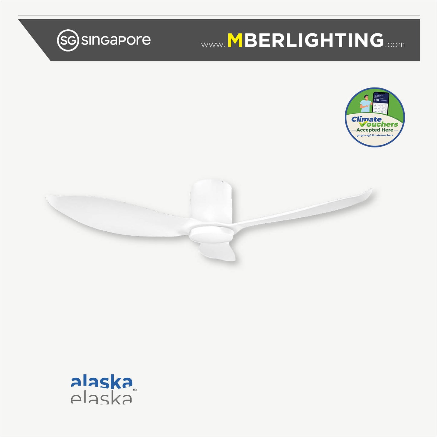 HYSON 3-Blades Hugger Ceiling Fan WHITE