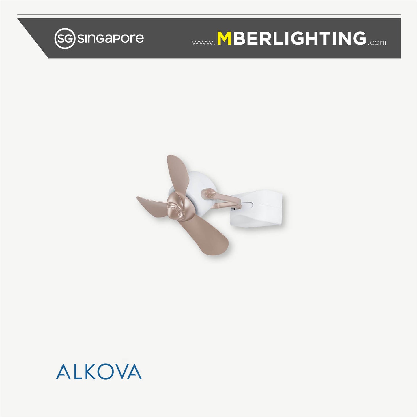 Alkova Joy-W rose gold blade wall mount fan