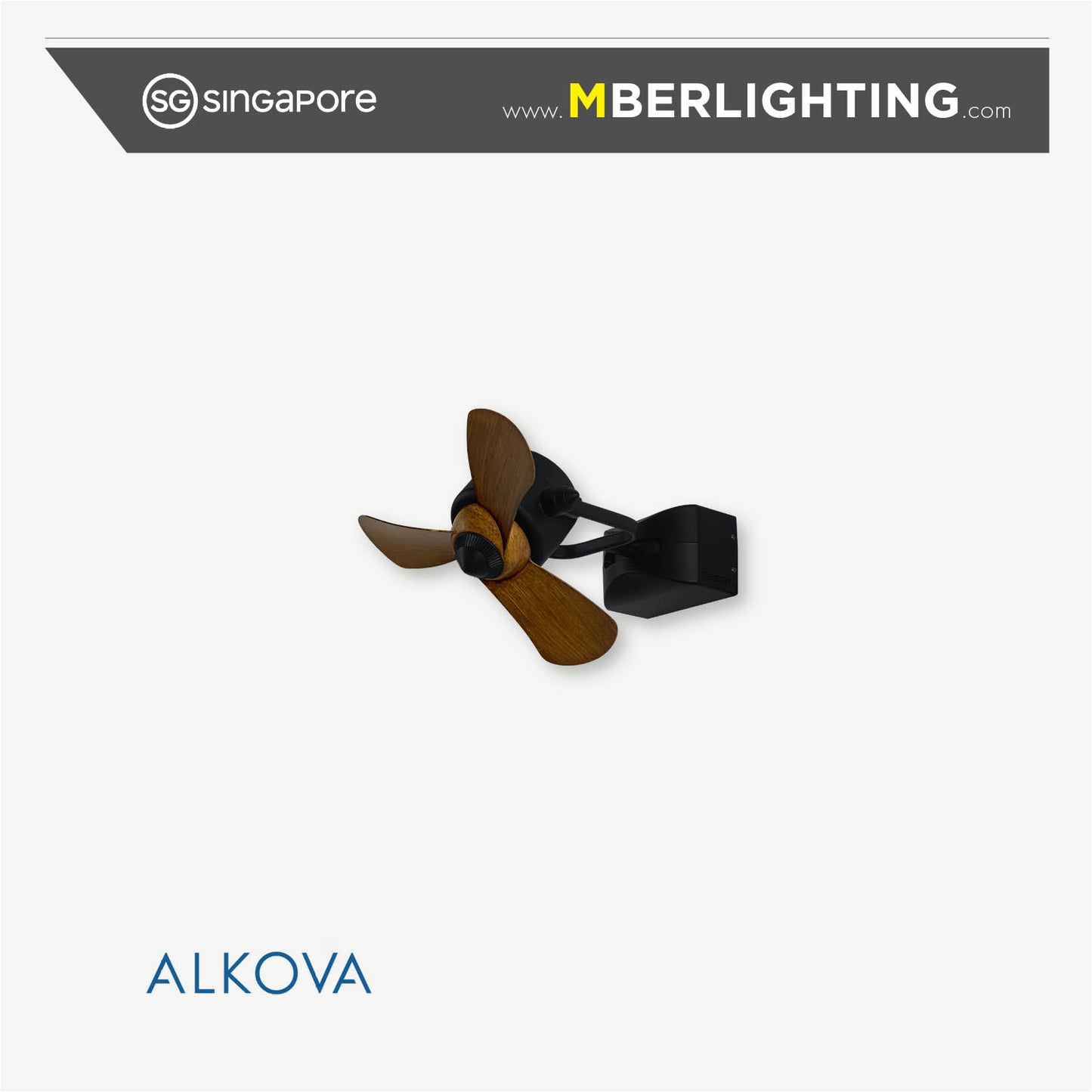 Alkova Joy-W walnut blade wall mount fan 
