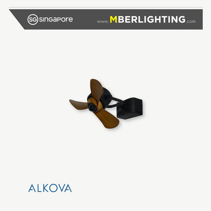 Alkova Joy-W walnut blade wall mount fan 