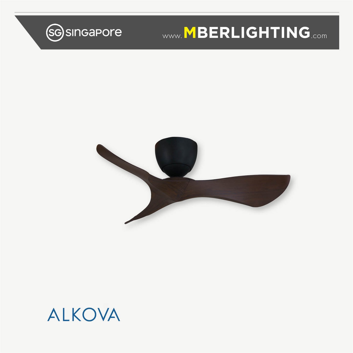 KOKO-G2-HG 3-Blades Drop-Rod Ceiling Fan WALNUT