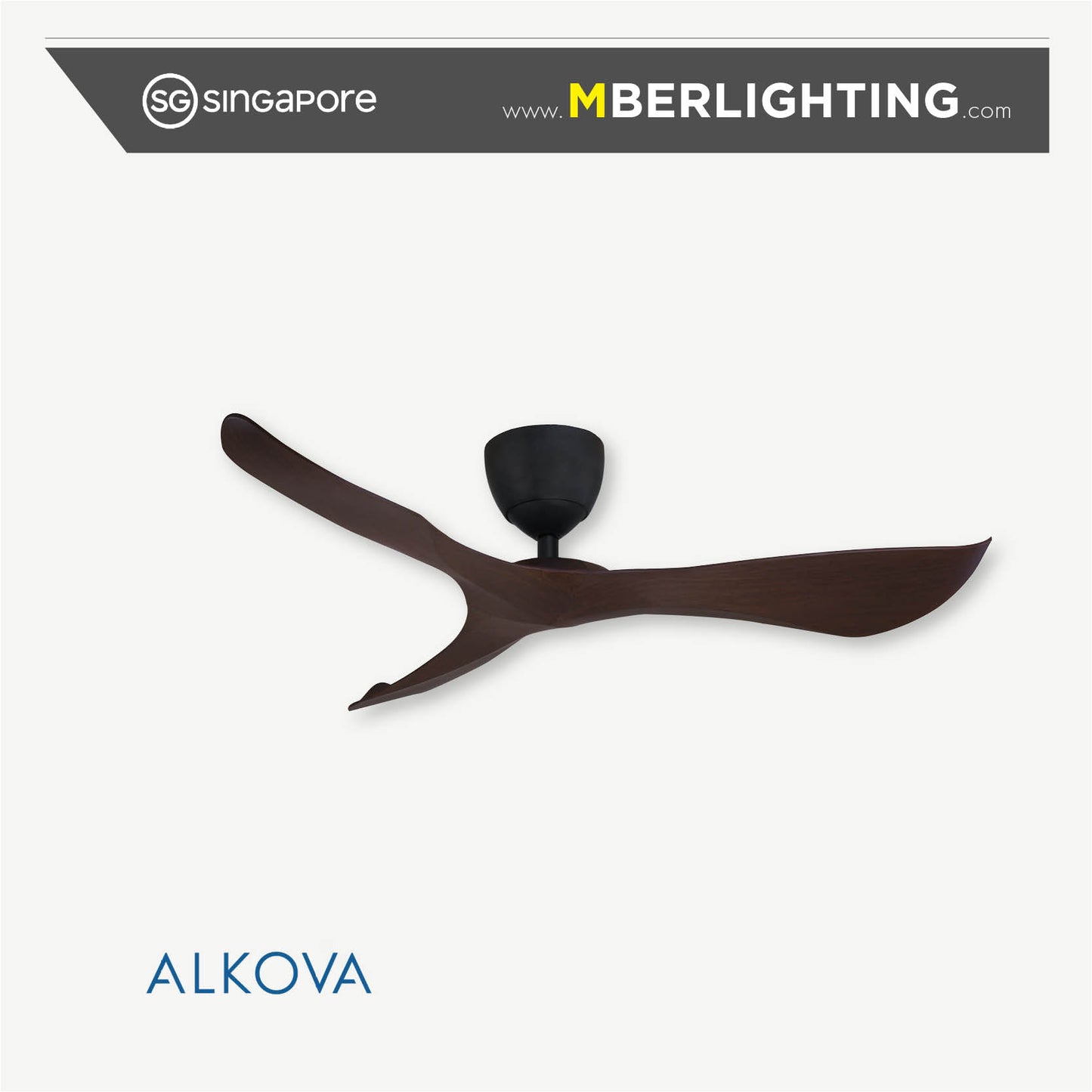 KOKO-G2-HG 3-Blades Drop-Rod Ceiling Fan WALNUT