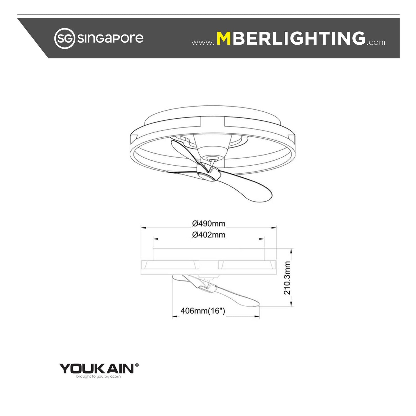 LUMINARY YJ-1016 Ceiling Light with Air Circulator