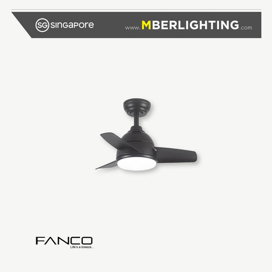 MINI BEE 3-Blades Drop-Rod Ceiling Fan BLACK