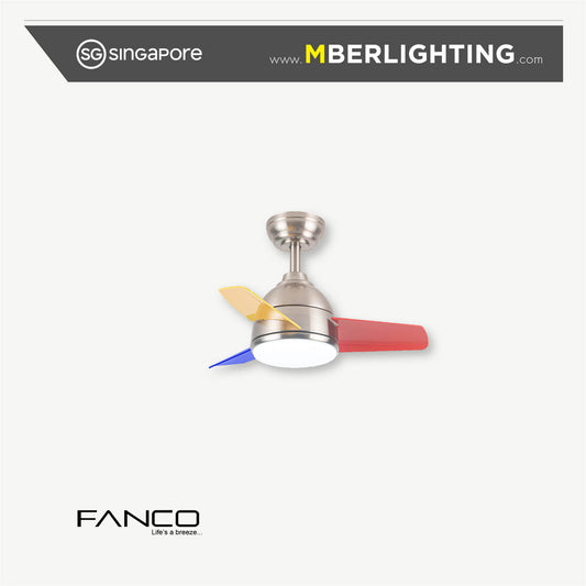 MINI BEE 3-Blades Drop-Rod Ceiling Fan SILVER RAINBOW