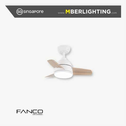 MINI BEE 3-Blades Drop-Rod Ceiling Fan WHITE PINE