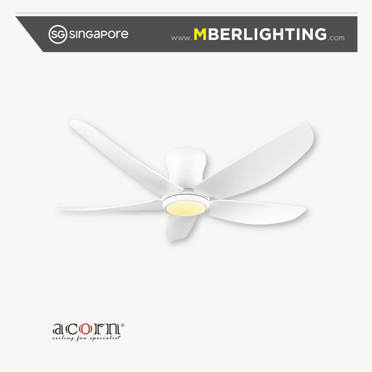 MAXFLOW DC388H 5-Blades Hugger Ceiling Fan WHITE