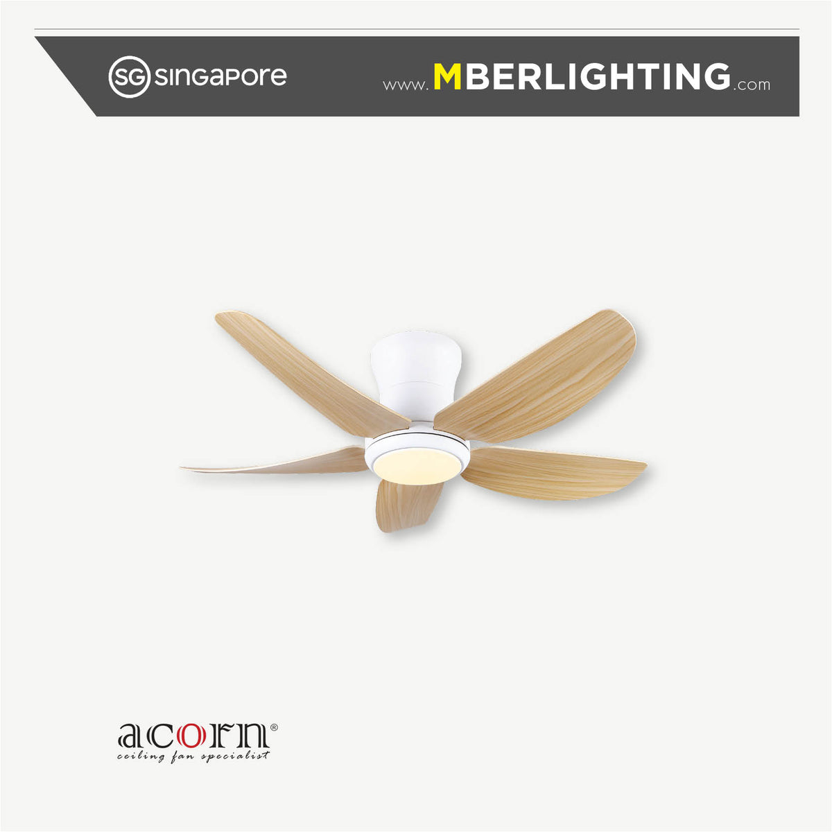 MAXFLOW DC388H 5-Blades Hugger Ceiling Fan PINE