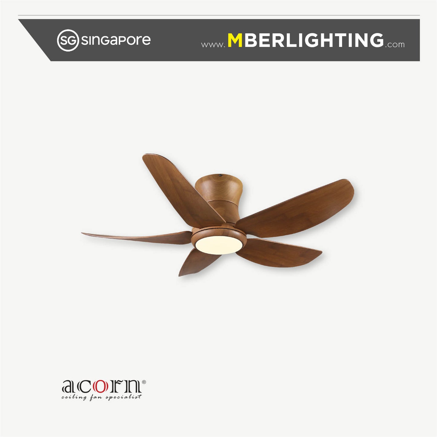 MAXFLOW DC388H 5-Blades Hugger Ceiling Fan TEAKWOOD