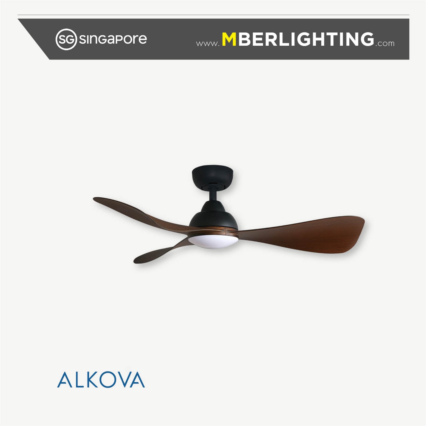MILI 3-Blades Drop Rod Ceiling Fan WALNUT