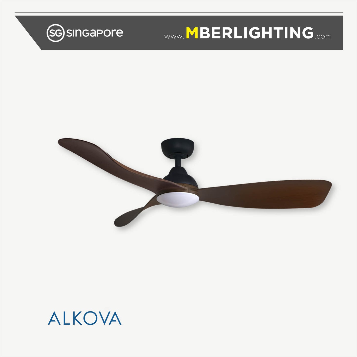 MILI 3-Blades Drop Rod Ceiling Fan WALNUT