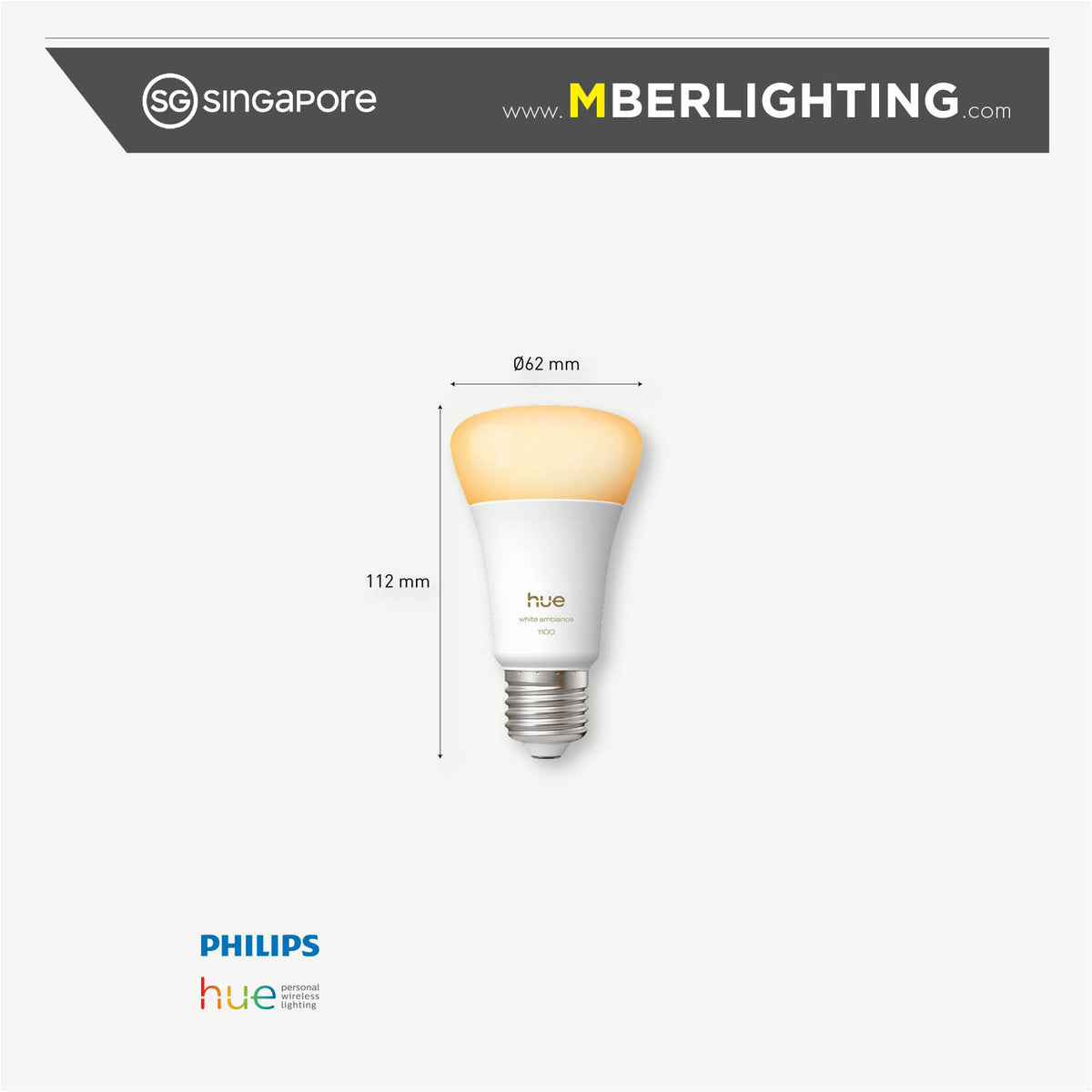 Philips Hue A60 E27 Bulb White Ambiance 8W