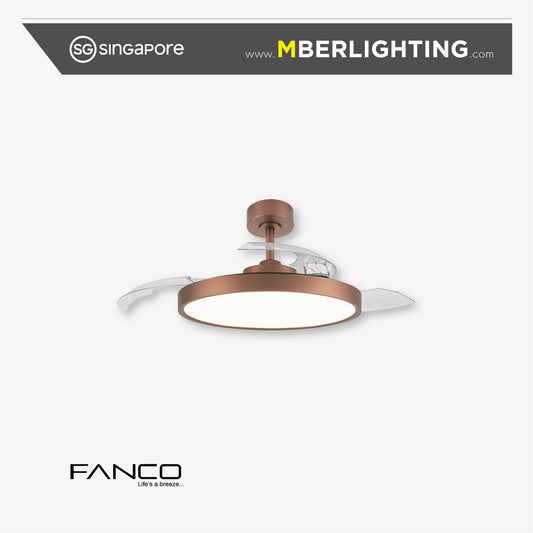 RETRACT 3-Blades Drop Rod Ceiling Fan COPPER