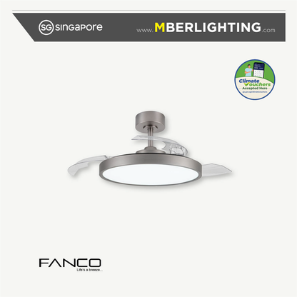 RETRACT 3-Blades Drop Rod Ceiling Fan SPACE GREY