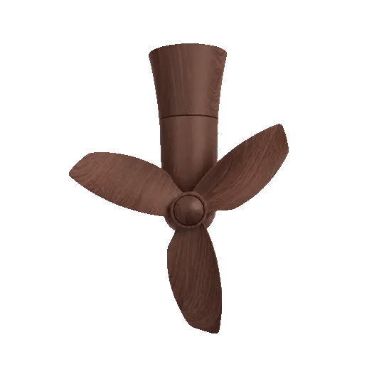 Spin Savannah dark wood grain ceiling mount corner fan animated gif