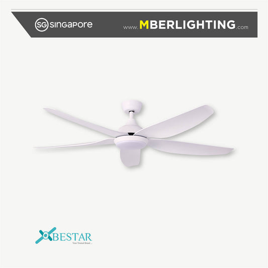 STAR5 5-Blades Drop Rod Ceiling Fan WHITE