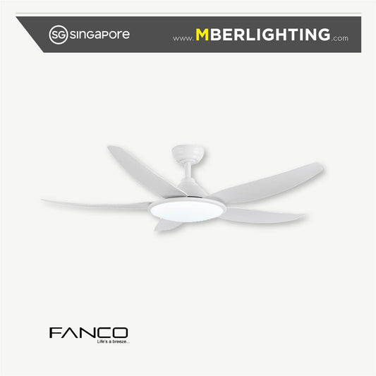 TRIBUTO 5-Blades Drop-Rod Ceiling Fan WHITE