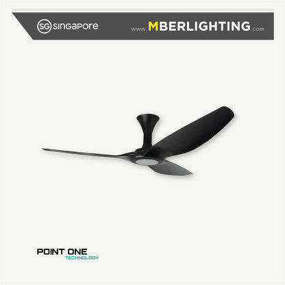 TYPHOON RS 3 blade ceiling fan model with LED, in full Black.