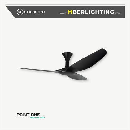 TYPHOON RS 3 blade ceiling fan model without LED, in full Black.
