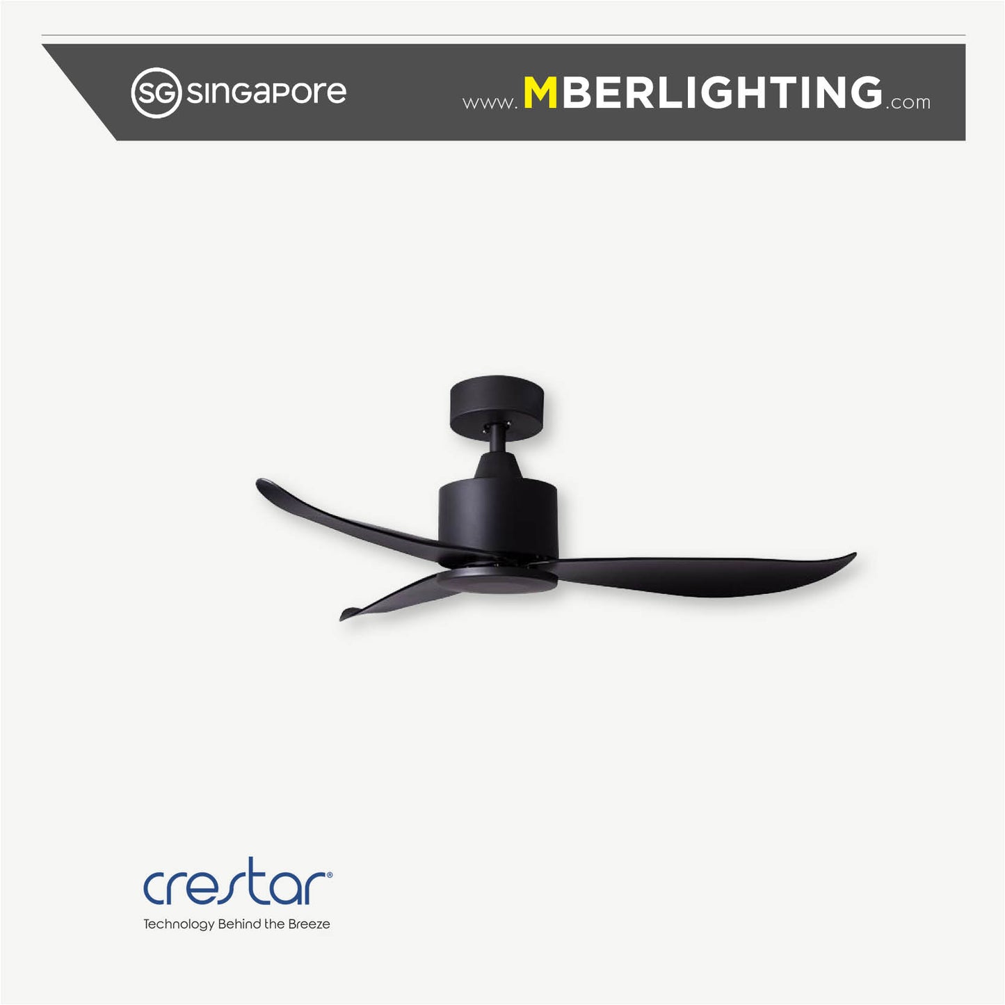 VALUEAIR 3-Blades Drop-Rod Ceiling Fan BLACK