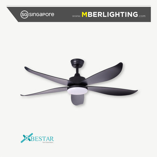 VINO 5-Blades Drop Rod Ceiling Fan BLACK