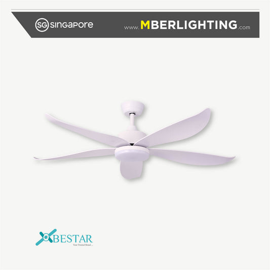 VINO 5-Blades Drop Rod Ceiling Fan WHITE