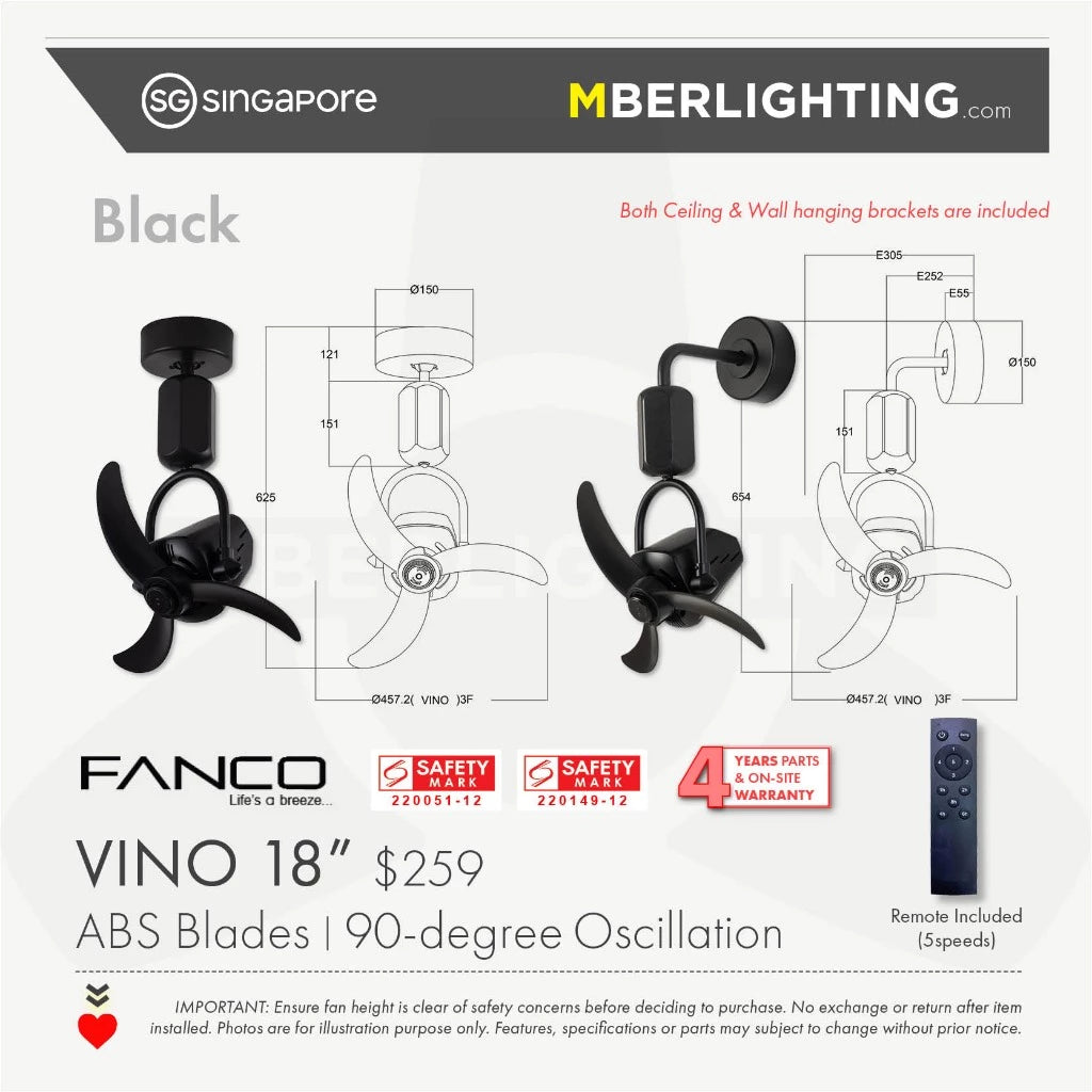 VINO Corner Fan BLACK