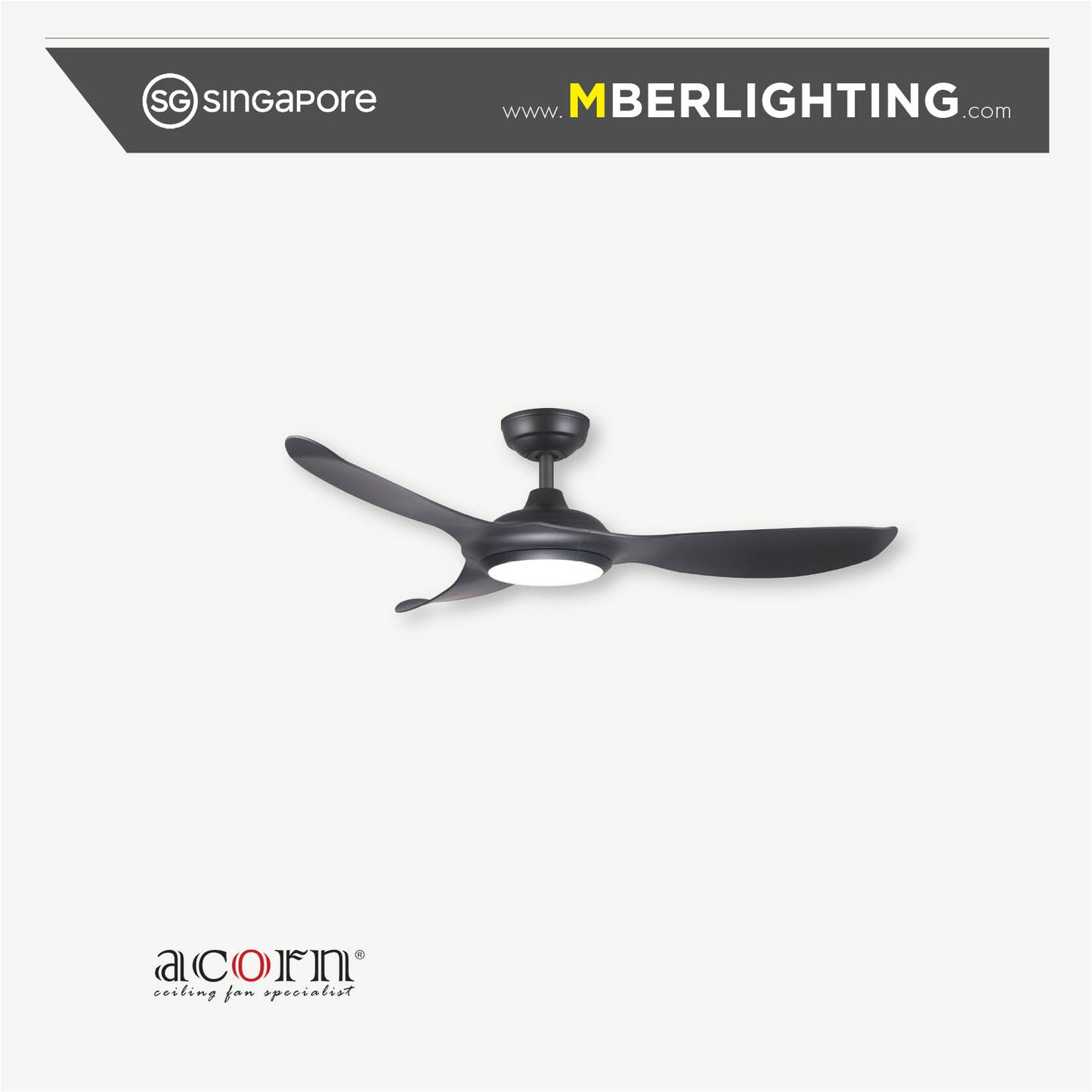 VOGA DC368 3-Blades Drop-Rod Ceiling Fan COFFEE BLACK